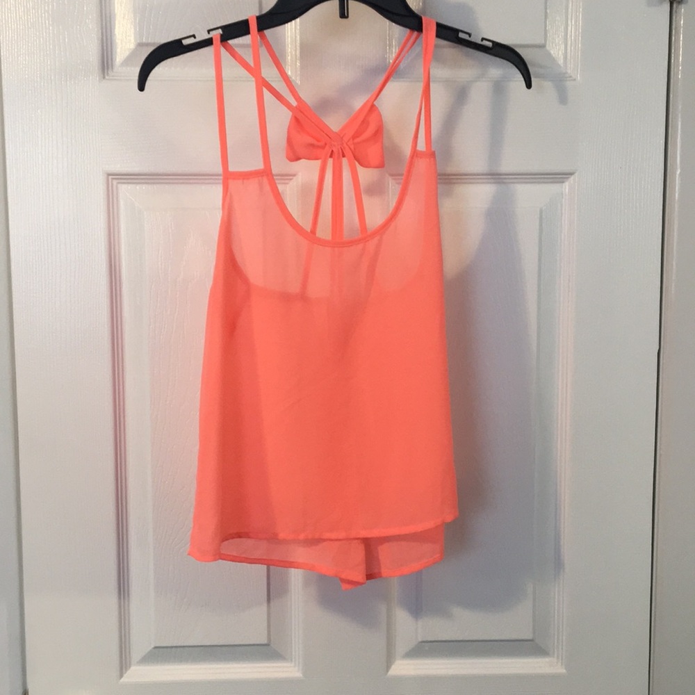 Coral bow back tank top